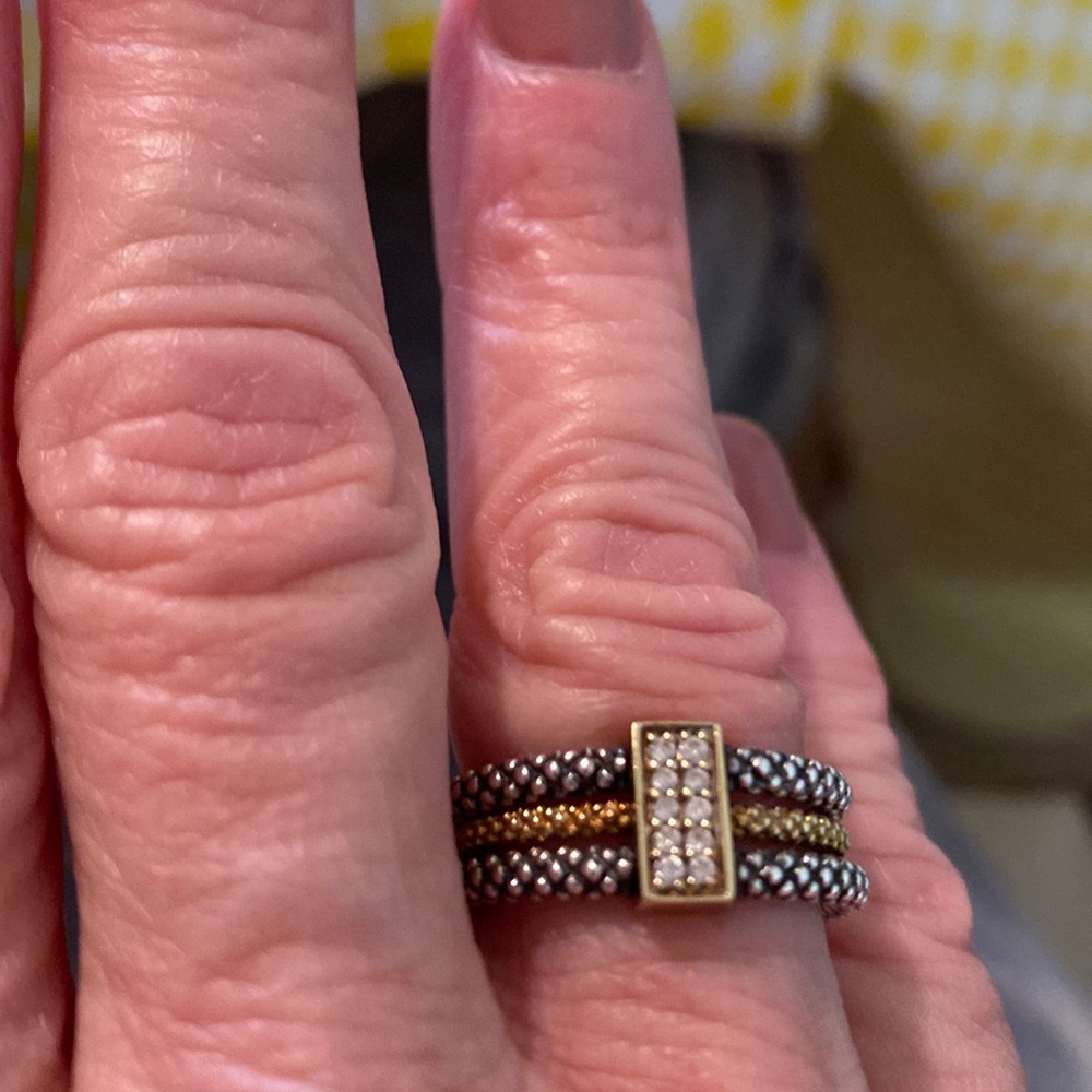Lagos ring from “caviar collection”. Gold and sterling with diamonds